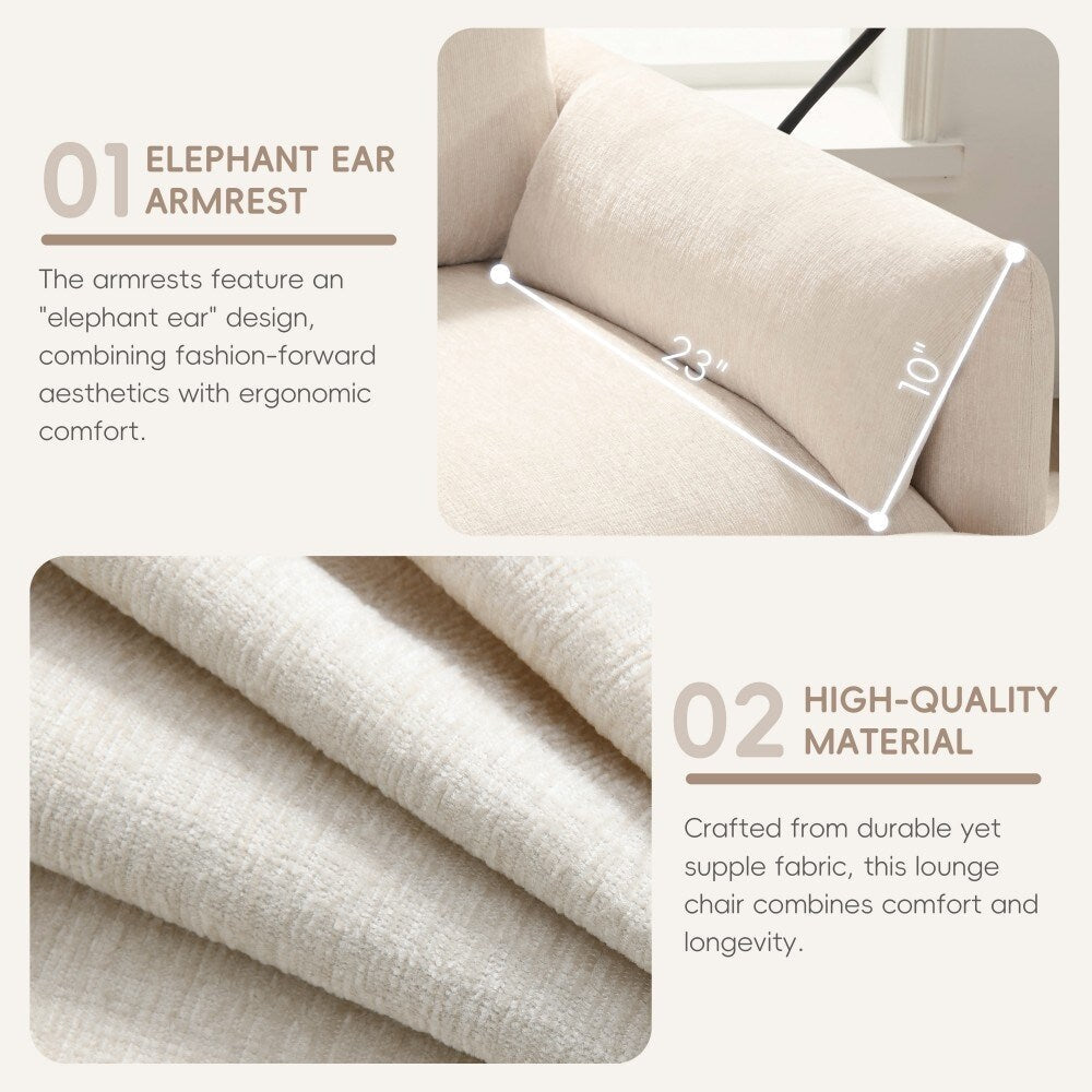 Divano singolo in ciniglia da 38 pollici con pouf contenitore, caricabatterie USB, tasche laterali portaoggetti, braccioli simili a cuscini