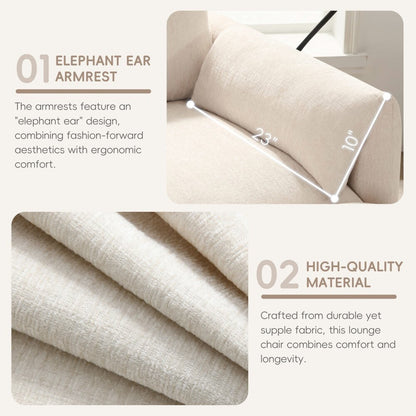 Divano singolo in ciniglia da 38 pollici con pouf contenitore, caricabatterie USB, tasche laterali portaoggetti, braccioli simili a cuscini