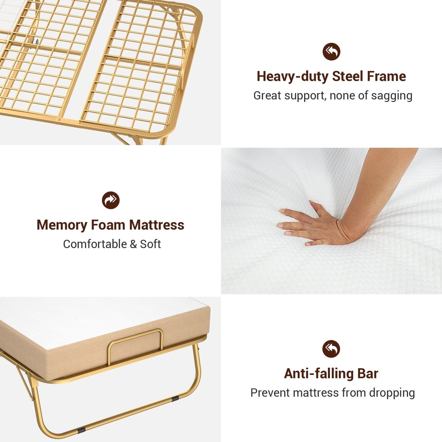 Letto pieghevole da 38'' con materasso, letto pieghevole portatile con telo di copertura