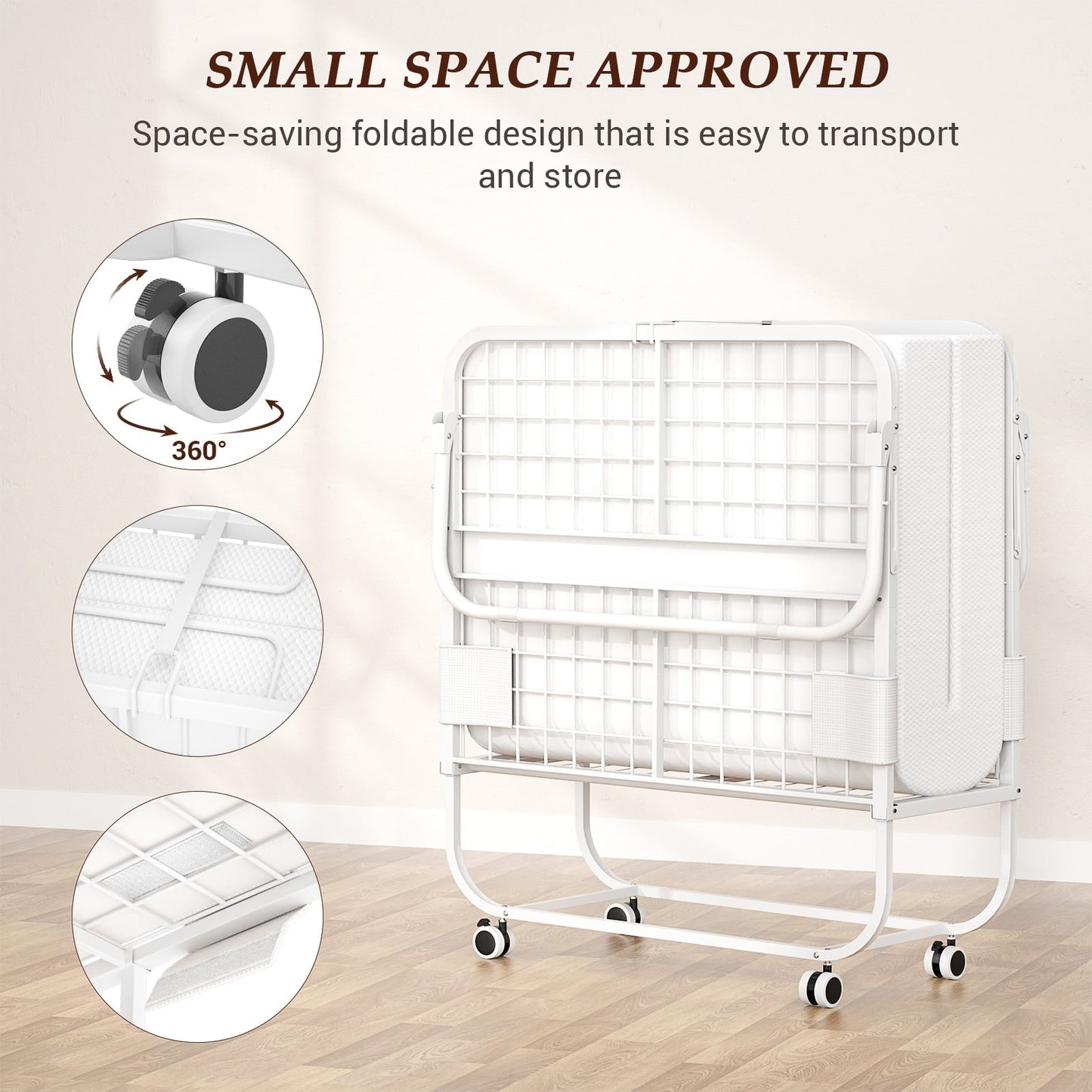 Letto pieghevole da 38'' con materasso, letto pieghevole portatile con telo di copertura