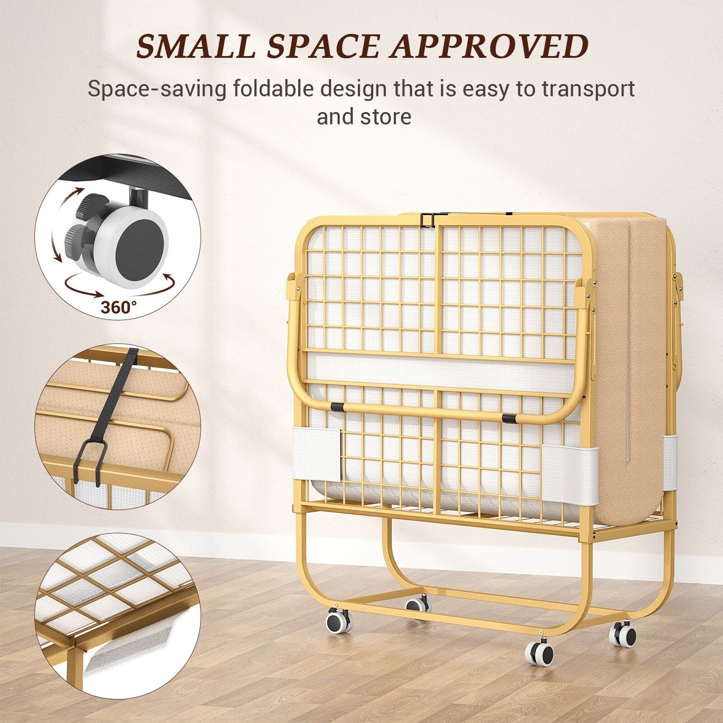 Letto pieghevole da 38'' con materasso, letto pieghevole portatile con telo di copertura