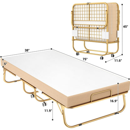 Letto pieghevole da 38'' con materasso, letto pieghevole portatile con telo di copertura