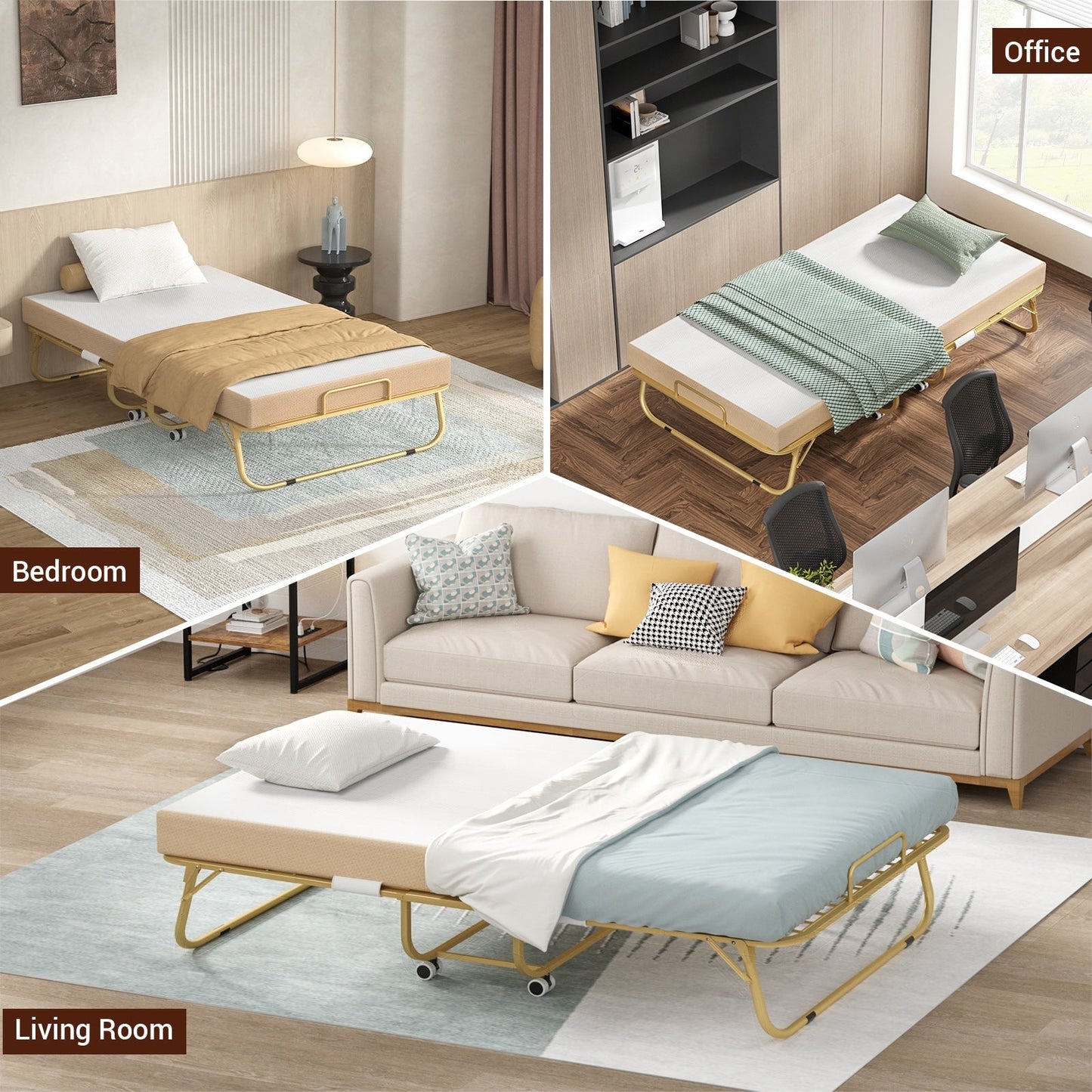 Letto pieghevole da 38'' con materasso, letto pieghevole portatile con telo di copertura