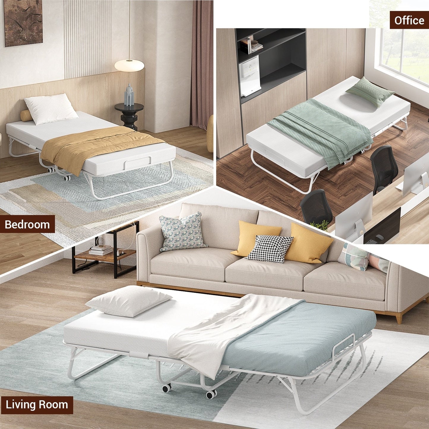 Letto pieghevole da 38'' con materasso, letto pieghevole portatile con telo di copertura