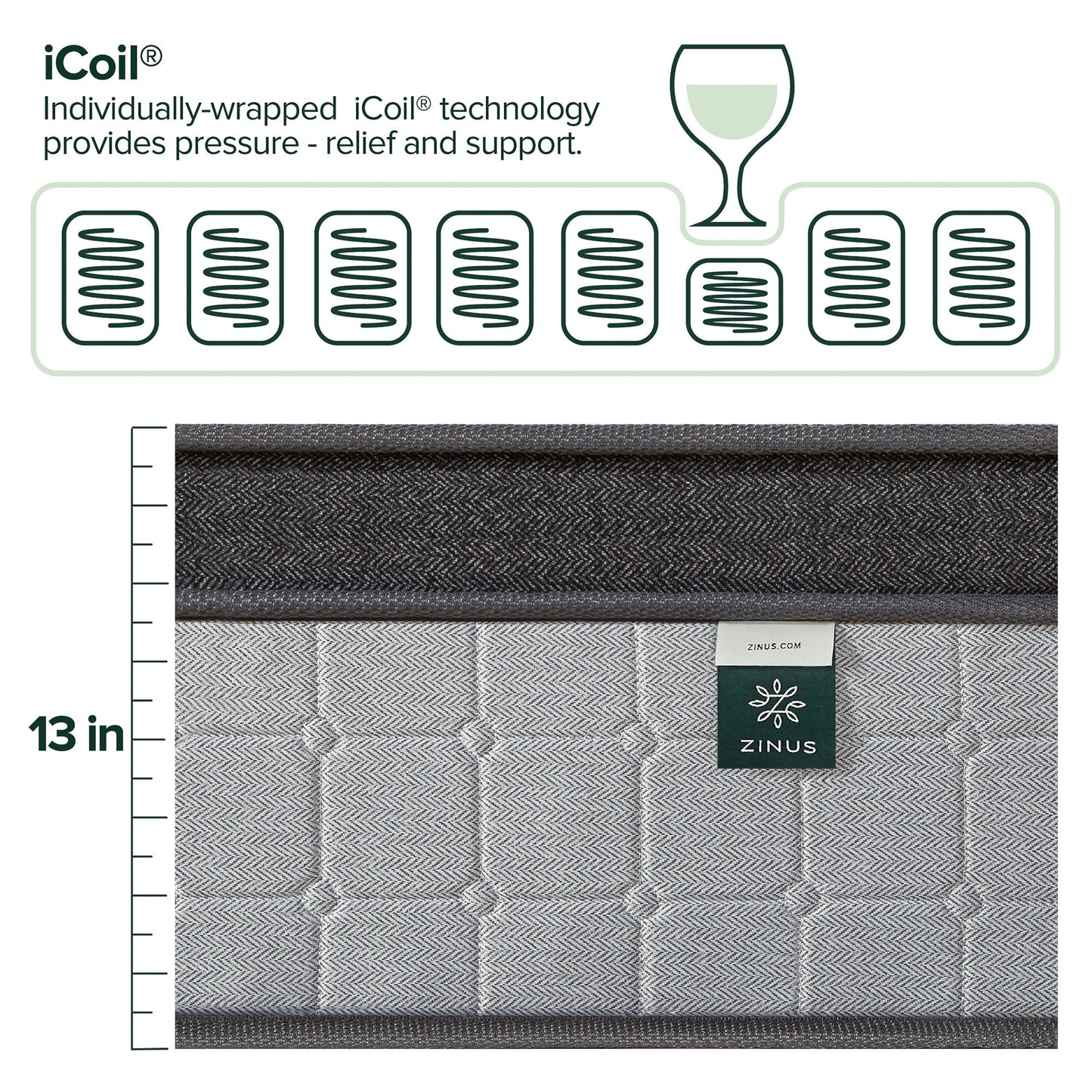 Materasso ibrido Priage by ZINUS Comfort Support Cooling Gel da 13 pollici