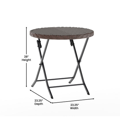 Set da bistrot pieghevole in rattan PE per interni/esterni da 3 pezzi