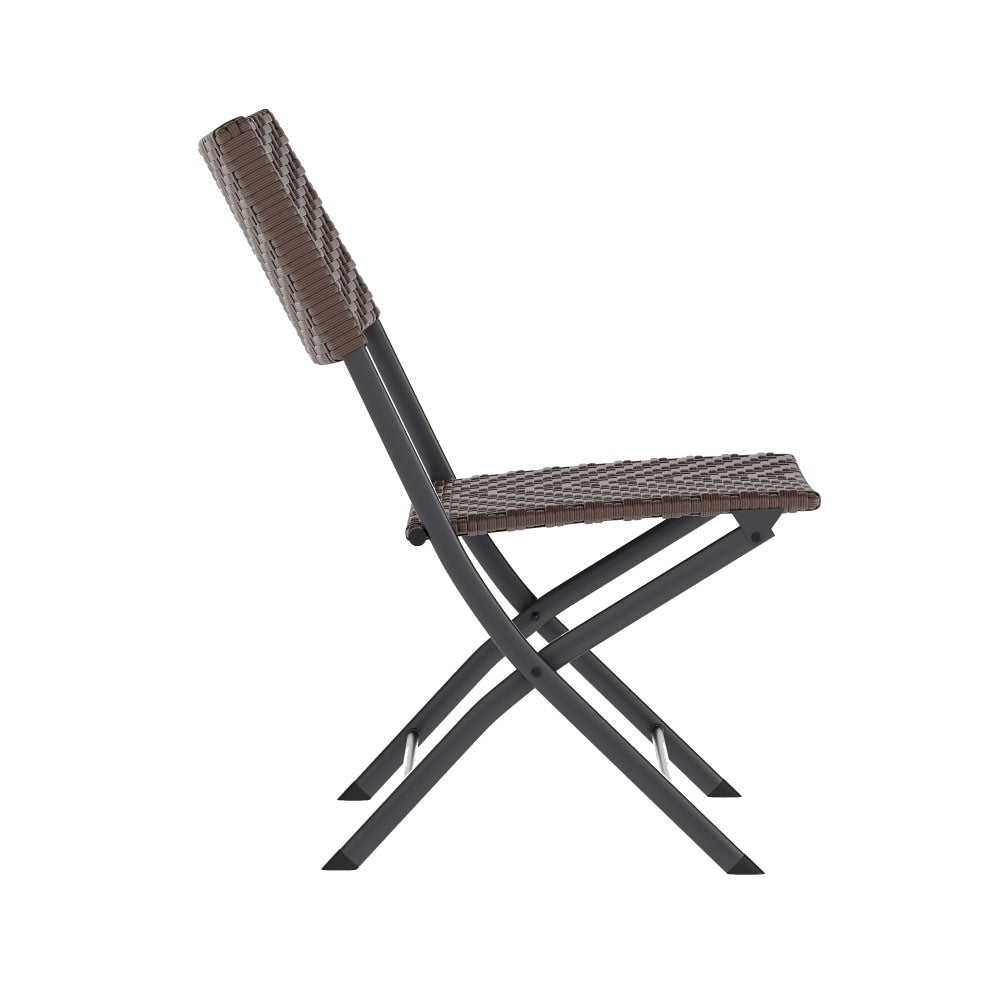 Set da bistrot pieghevole in rattan PE per interni/esterni da 3 pezzi