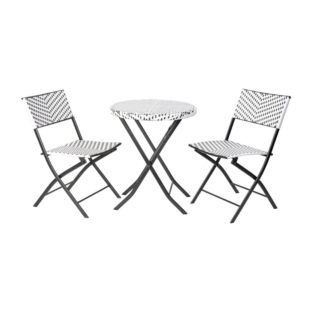 Set da bistrot pieghevole in rattan PE per interni/esterni da 3 pezzi