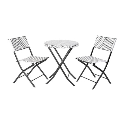Set da bistrot pieghevole in rattan PE per interni/esterni da 3 pezzi