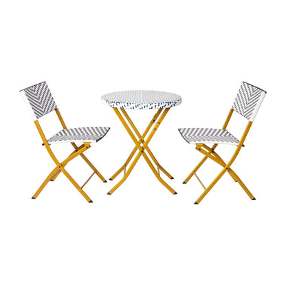 Set da bistrot pieghevole in rattan PE per interni/esterni da 3 pezzi