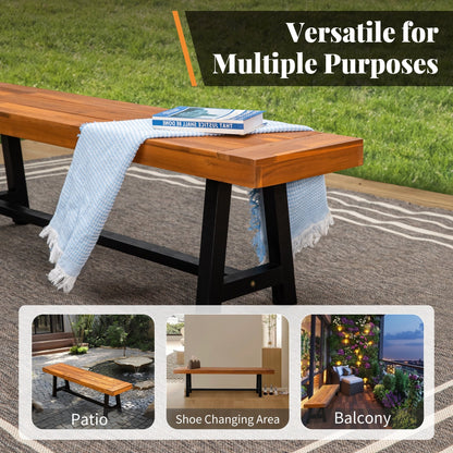 MAISON ARTS Set da pranzo per esterni da 3 pezzi in legno di acacia con 1 tavolo da picnic rettangolare e 2 panche