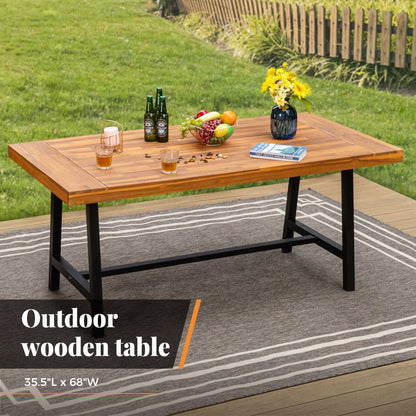 MAISON ARTS Set da pranzo per esterni da 3 pezzi in legno di acacia con 1 tavolo da picnic rettangolare e 2 panche