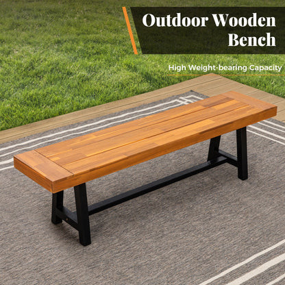 MAISON ARTS Set da pranzo per esterni da 3 pezzi in legno di acacia con 1 tavolo da picnic rettangolare e 2 panche