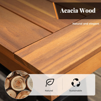 MAISON ARTS Set da pranzo per esterni da 3 pezzi in legno di acacia con 1 tavolo da picnic rettangolare e 2 panche