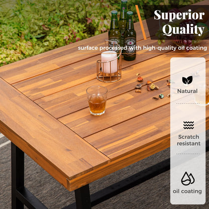 MAISON ARTS Set da pranzo per esterni da 3 pezzi in legno di acacia con 1 tavolo da picnic rettangolare e 2 panche