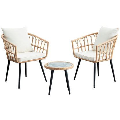Set da conversazione in rattan e vimini per patio da 3 pezzi
