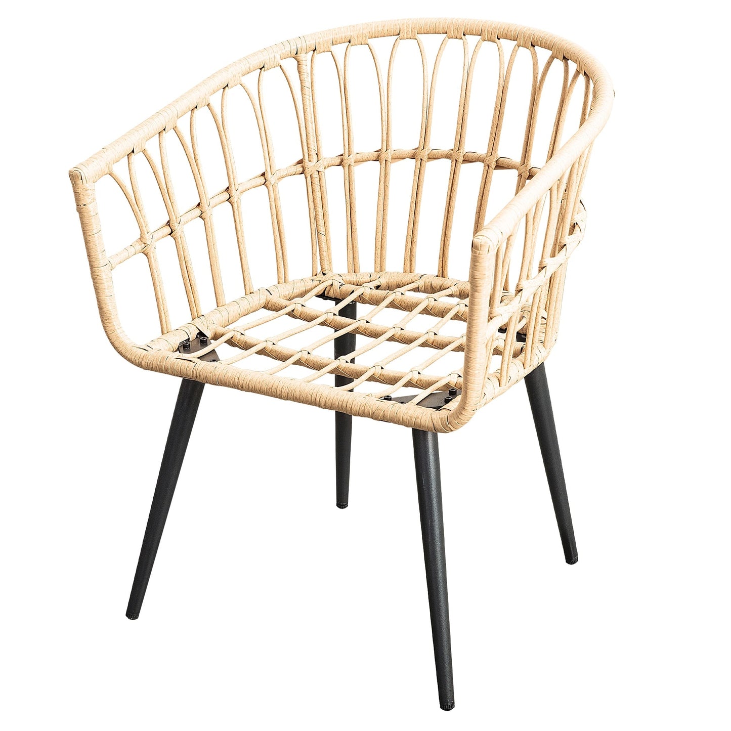 Set da conversazione in rattan e vimini per patio da 3 pezzi