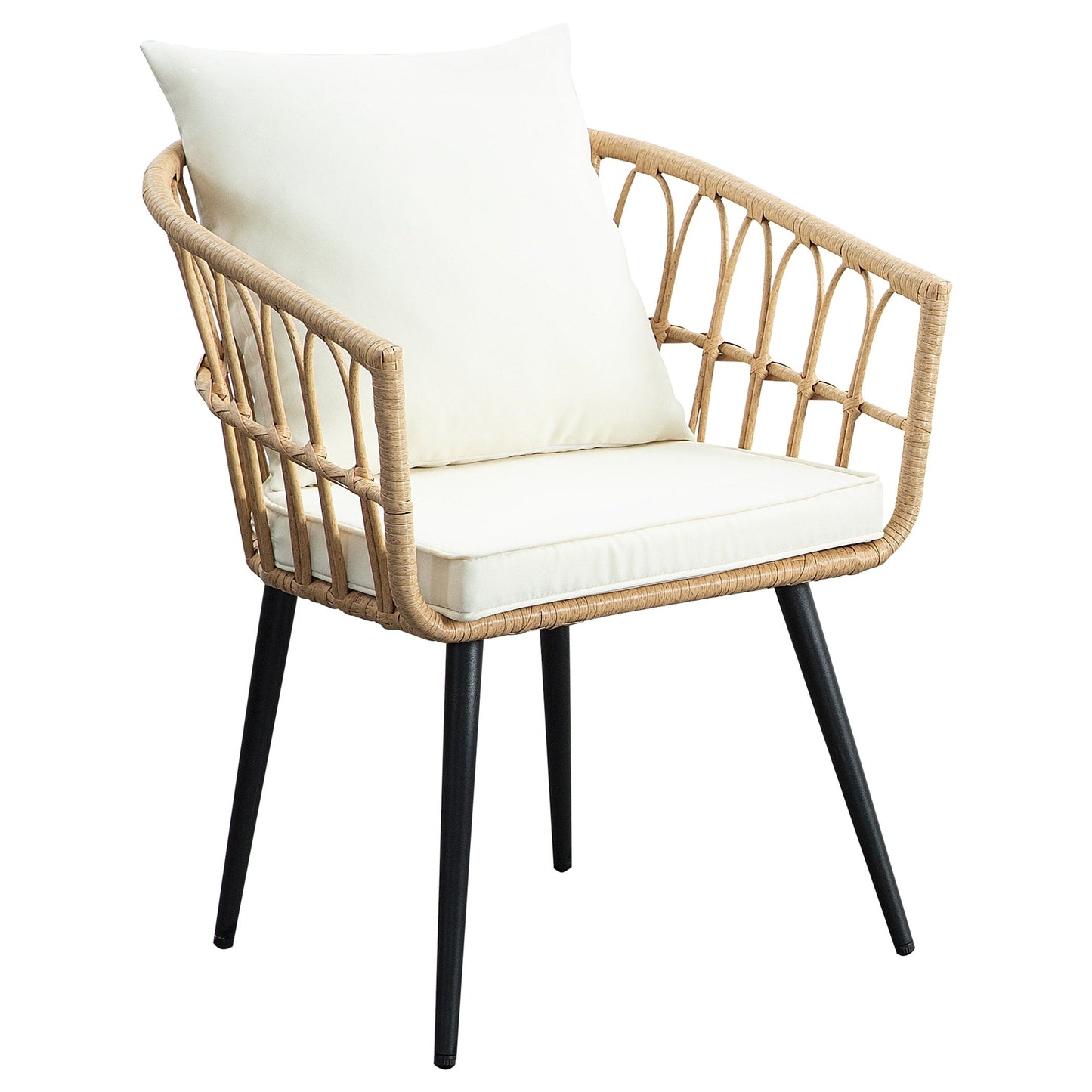 Set da conversazione in rattan e vimini per patio da 3 pezzi