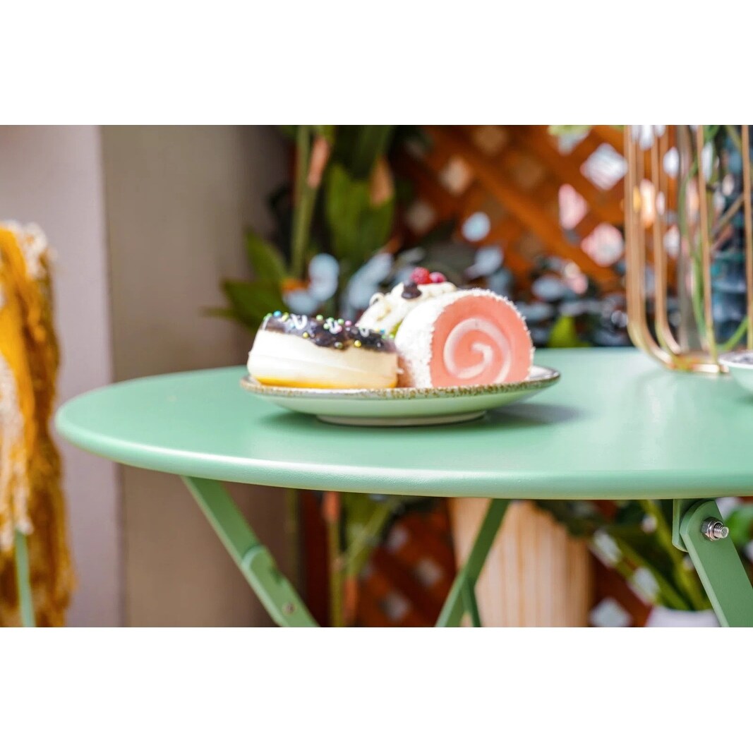 Set da bistrot pieghevole in metallo da 3 pezzi, set da conversazione per esterni/interni resistente alle intemperie per patio, cortile, giardino