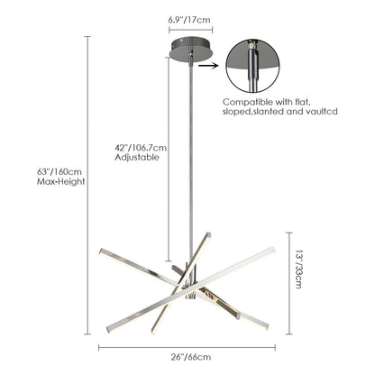 Lampadario a sospensione lineare Sputnik in alluminio moderno nero/oro a LED per soggiorno/sala da pranzo/cucina