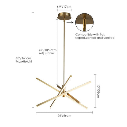Lampadario a sospensione lineare Sputnik in alluminio moderno nero/oro a LED per soggiorno/sala da pranzo/cucina