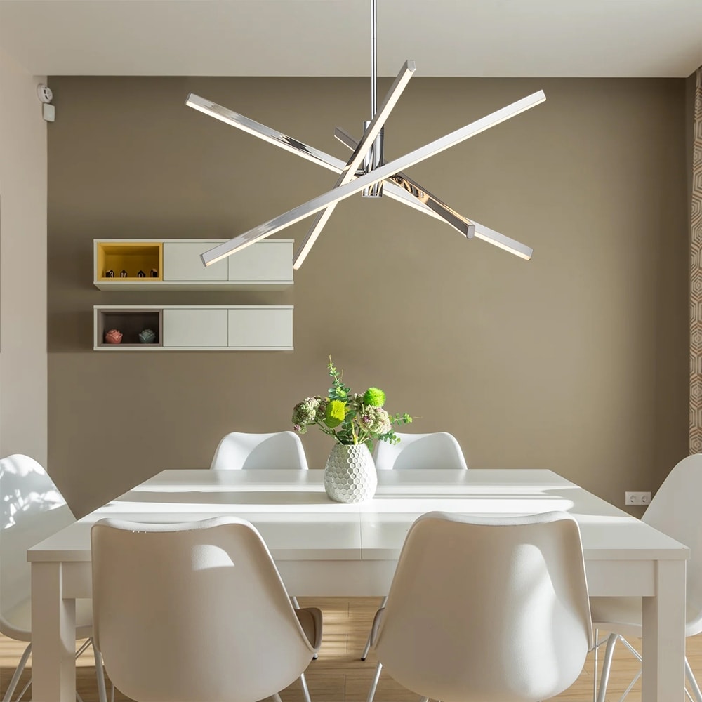 Lampadario a sospensione lineare Sputnik in alluminio moderno nero/oro a LED per soggiorno/sala da pranzo/cucina