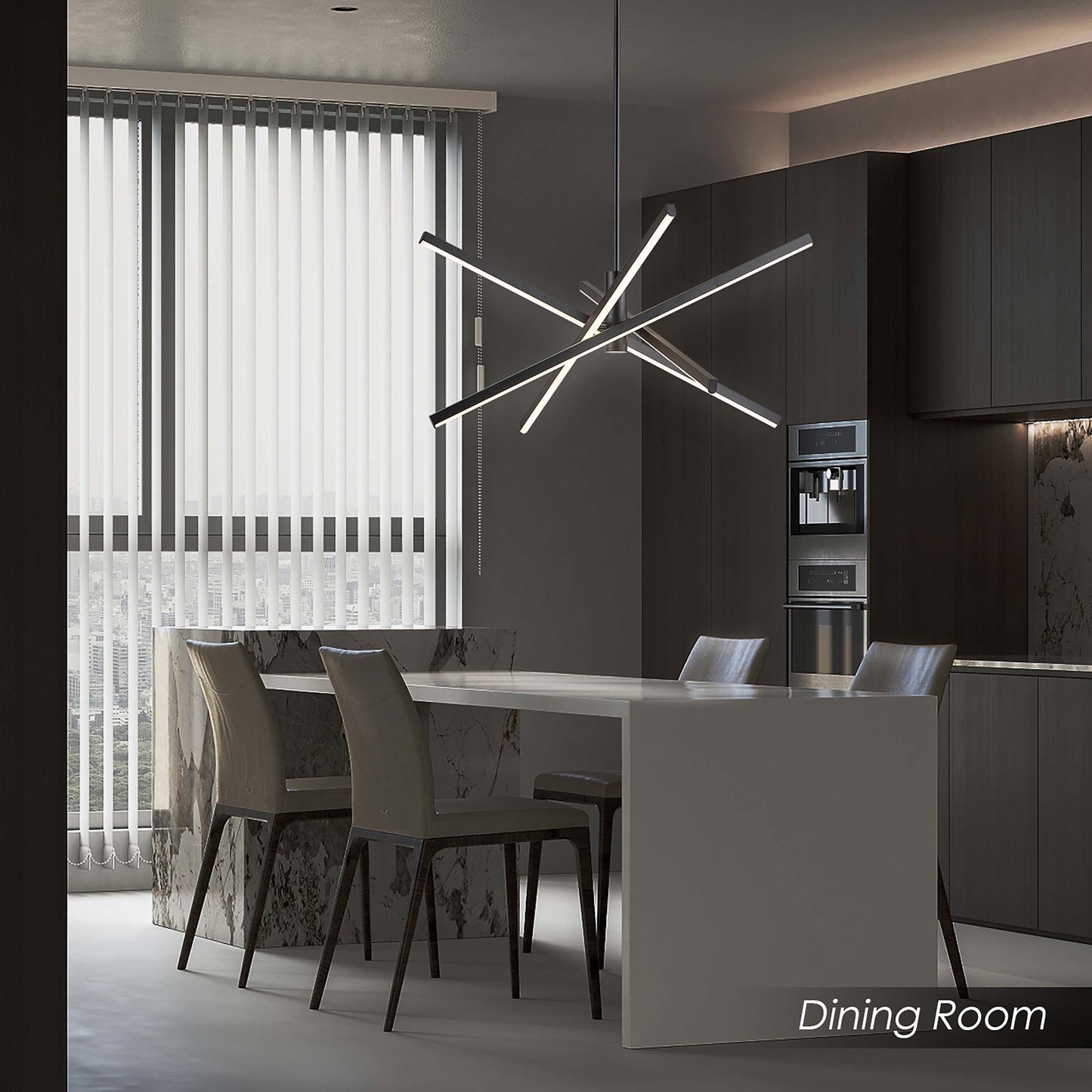 Lampadario a sospensione lineare Sputnik in alluminio moderno nero/oro a LED per soggiorno/sala da pranzo/cucina