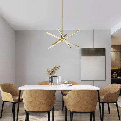 Lampadario a sospensione lineare Sputnik in alluminio moderno nero/oro a LED per soggiorno/sala da pranzo/cucina
