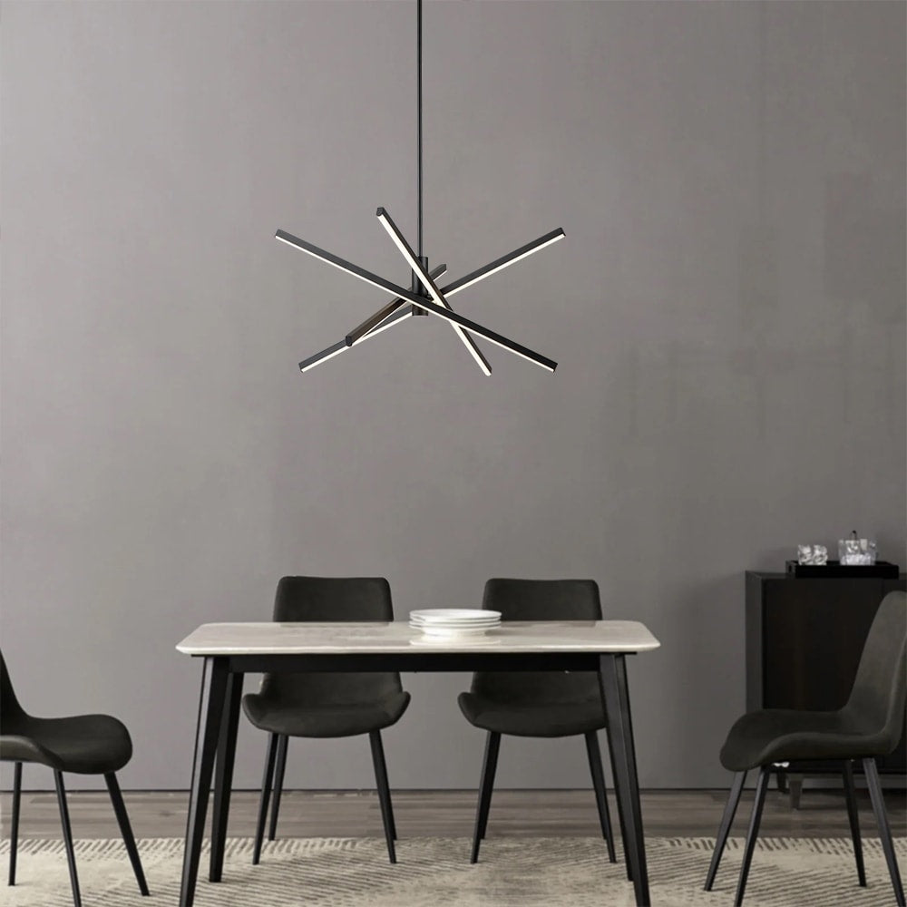 Lampadario a sospensione lineare Sputnik in alluminio moderno nero/oro a LED per soggiorno/sala da pranzo/cucina