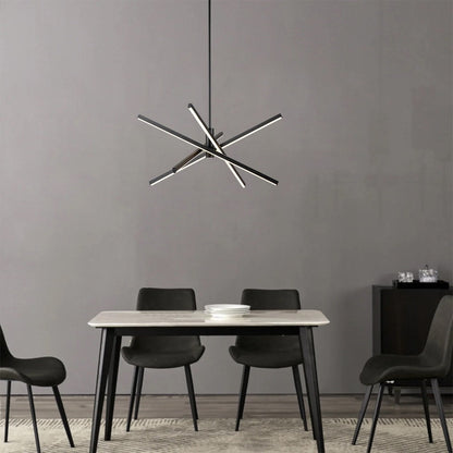 Lampadario a sospensione lineare Sputnik in alluminio moderno nero/oro a LED per soggiorno/sala da pranzo/cucina