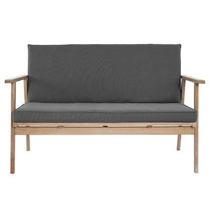 Set da conversazione in legno per 4 persone con cuscini e posti a sedere all'aperto