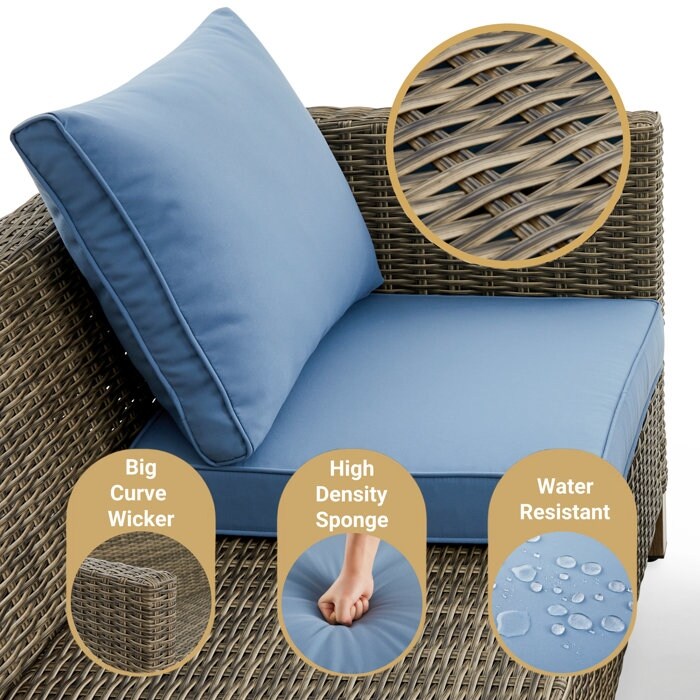 Gruppo di posti a sedere per esterni da 4 persone con cuscini