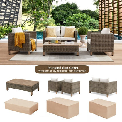 Gruppo di posti a sedere per esterni da 4 persone con cuscini