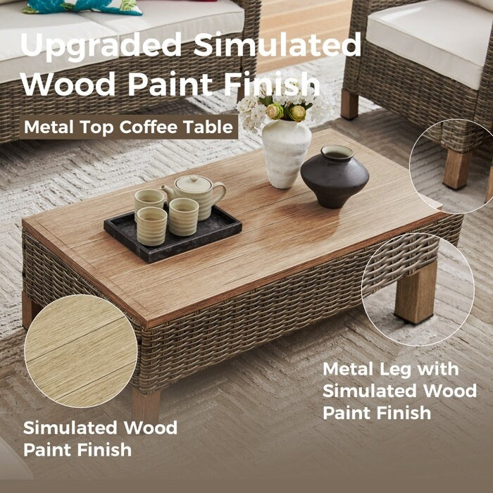 Gruppo di posti a sedere per esterni da 4 persone con cuscini