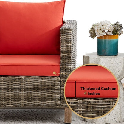 Gruppo di posti a sedere per esterni da 4 persone con cuscini