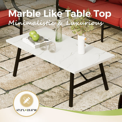 MAISON ARTS Set da conversazione per patio da 4/5 pezzi, set di divani con 2 poltrone singole, 1 divano a 3 posti e tavolino/pouf