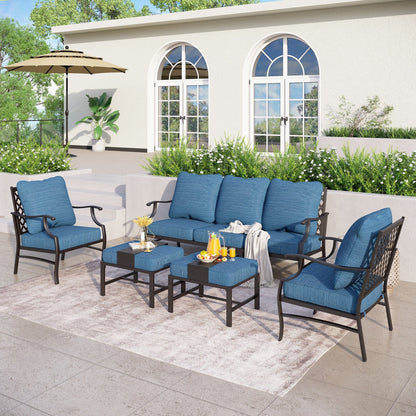 MAISON ARTS Set da conversazione per patio da 4/5 pezzi, set di divani con 2 poltrone singole, 1 divano a 3 posti e tavolino/pouf