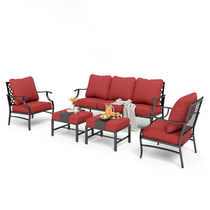 MAISON ARTS Set da conversazione per patio da 4/5 pezzi, set di divani con 2 poltrone singole, 1 divano a 3 posti e tavolino/pouf