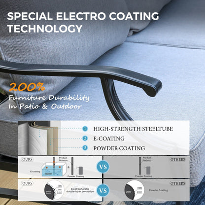 MAISON ARTS Set da conversazione per patio da 4/5 pezzi, set di divani con 2 poltrone singole, 1 divano a 3 posti e tavolino/pouf