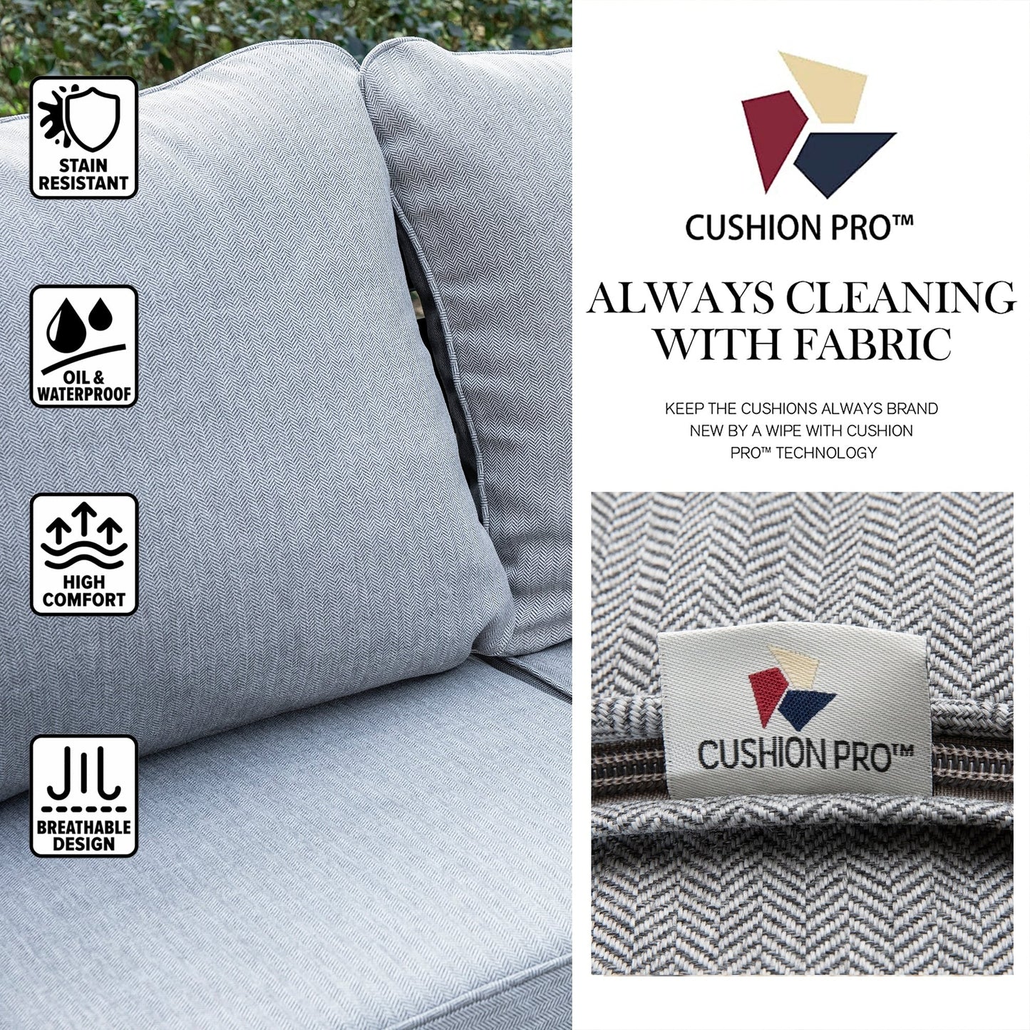 MAISON ARTS Set da conversazione per patio da 4/5 pezzi, set di divani con 2 poltrone singole, 1 divano a 3 posti e tavolino/pouf