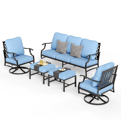 MAISON ARTS Set da conversazione per patio da 4/5 pezzi, set di divani con 2 poltrone singole, 1 divano a 3 posti e tavolino/pouf