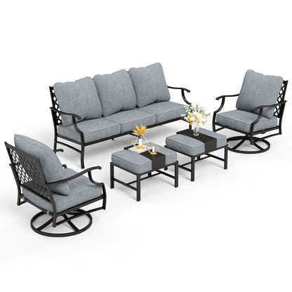 MAISON ARTS Set da conversazione per patio da 4/5 pezzi, set di divani con 2 poltrone singole, 1 divano a 3 posti e tavolino/pouf