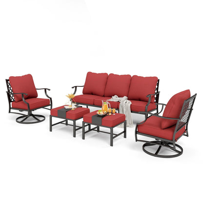 MAISON ARTS Set da conversazione per patio da 4/5 pezzi, set di divani con 2 poltrone singole, 1 divano a 3 posti e tavolino/pouf