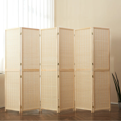 Divisorio per ambienti in bambù a 4/6 pannelli, divisorio a parete staccabile da 6 piedi per la separazione degli ambienti, schermo pieghevole per la privacy