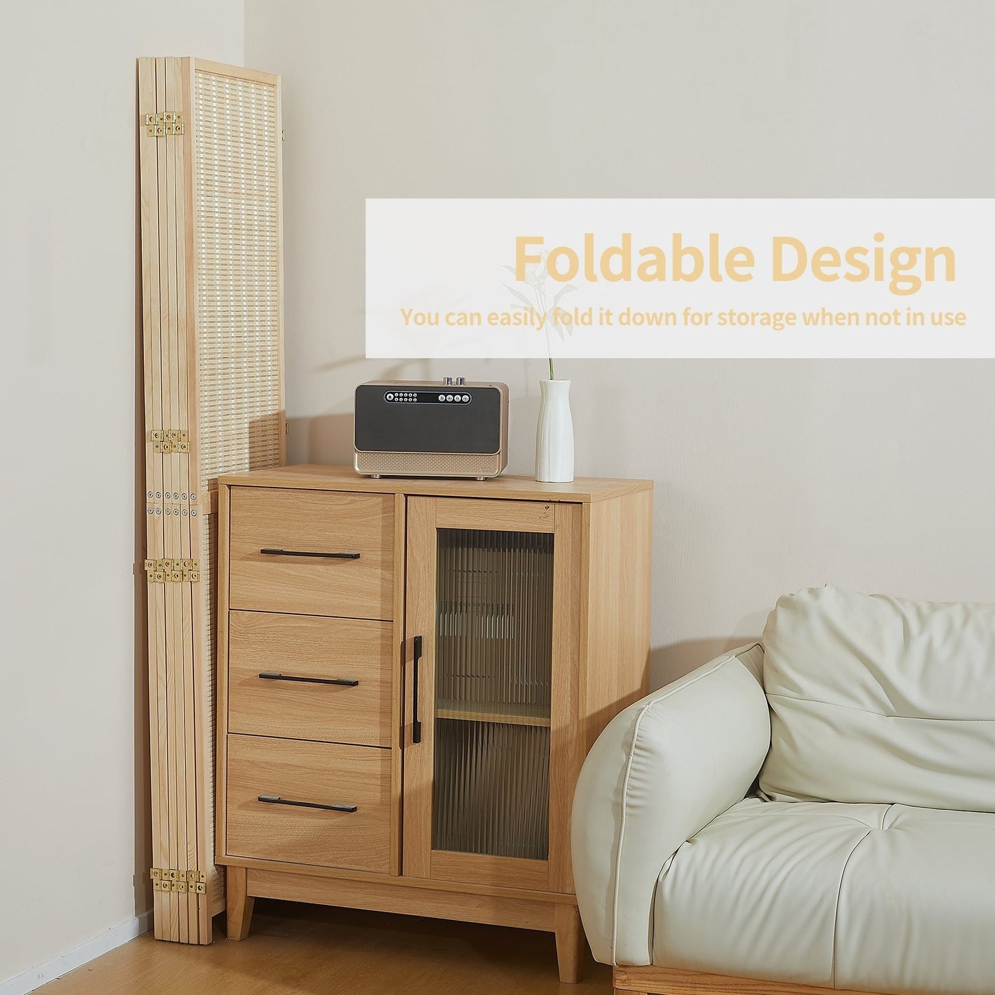 Divisorio per ambienti in bambù a 4/6 pannelli, divisorio a parete staccabile da 6 piedi per la separazione degli ambienti, schermo pieghevole per la privacy