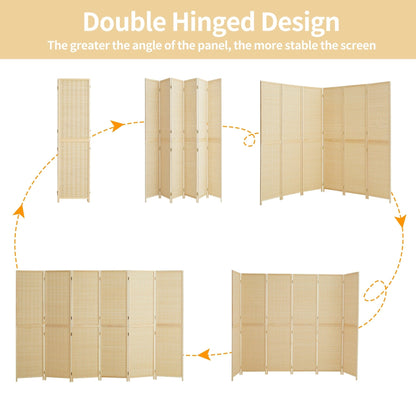 Divisorio per ambienti in bambù a 4/6 pannelli, divisorio a parete staccabile da 6 piedi per la separazione degli ambienti, schermo pieghevole per la privacy