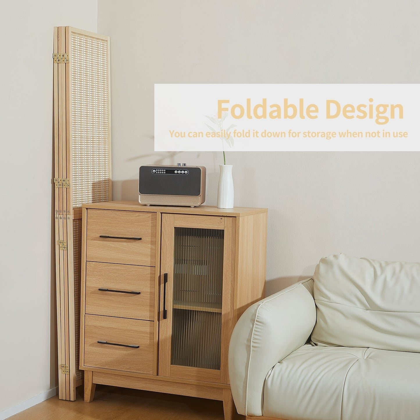 Divisorio per ambienti in bambù a 4/6 pannelli, divisorio a parete staccabile da 6 piedi per la separazione degli ambienti, schermo pieghevole per la privacy