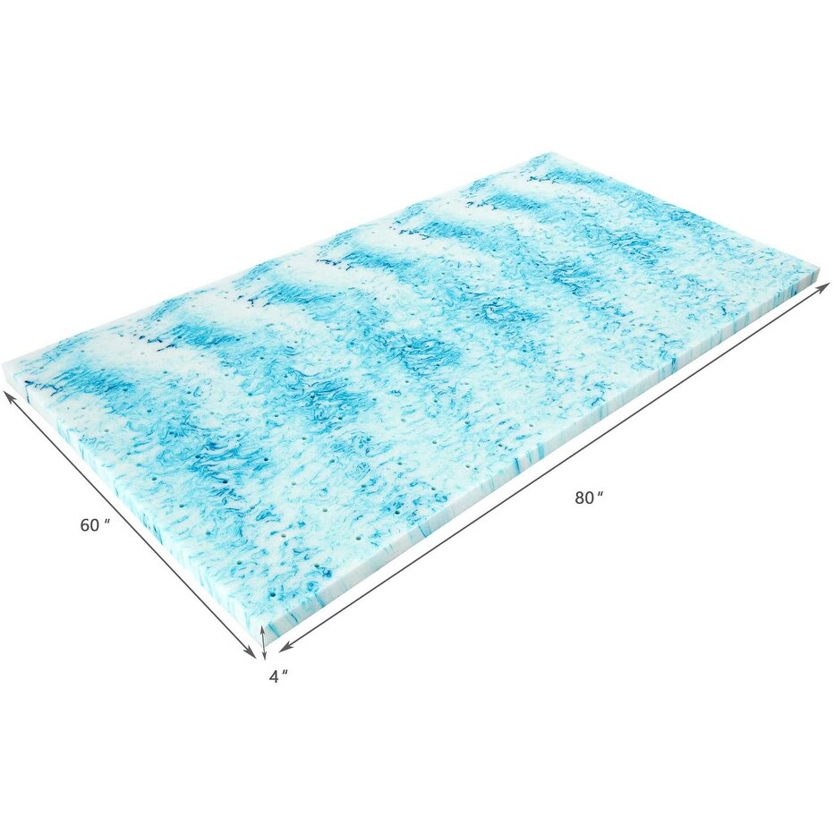 Coprimaterasso in memory foam con gel rinfrescante da 4 pollici, coprimaterasso in schiuma ventilata con CertiPUR-US
