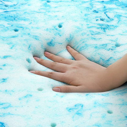 Coprimaterasso in memory foam con gel rinfrescante da 4 pollici, coprimaterasso in schiuma ventilata con CertiPUR-US
