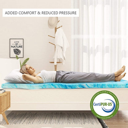 Coprimaterasso in memory foam con gel rinfrescante da 4 pollici, coprimaterasso in schiuma ventilata con CertiPUR-US